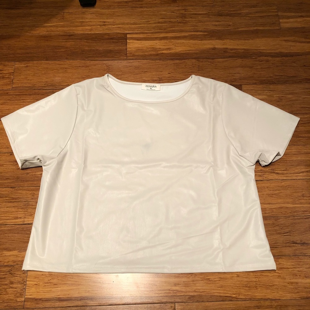 Buy 2 Get 1 Free NWOT Leather Look Crop Tee